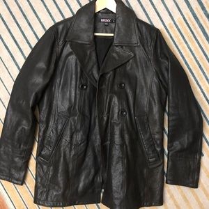 dkny men's leather coat